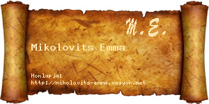 Mikolovits Emma névjegykártya